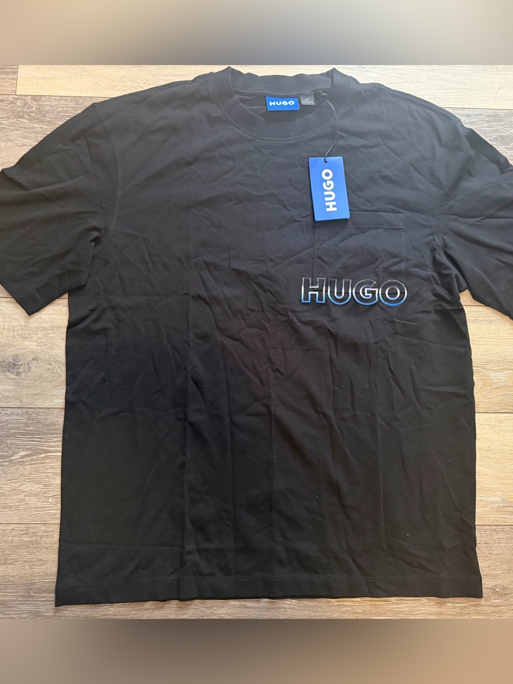 HUGO Black Short Sleeve Tee with Contrasting Logo size L-NWT